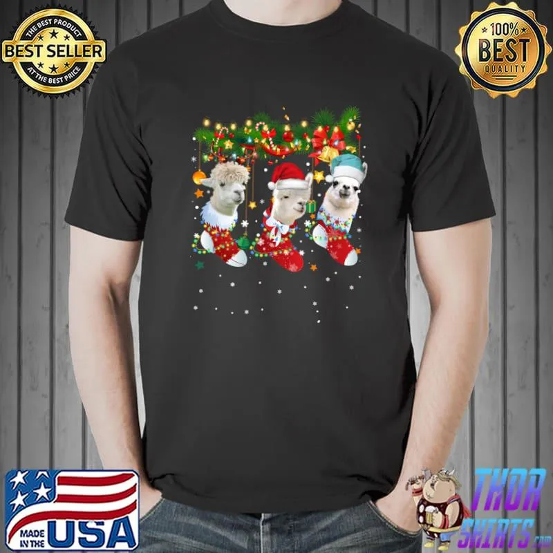 Official Santa elf Llama In Socks Christmas Lights Sweat Unisex