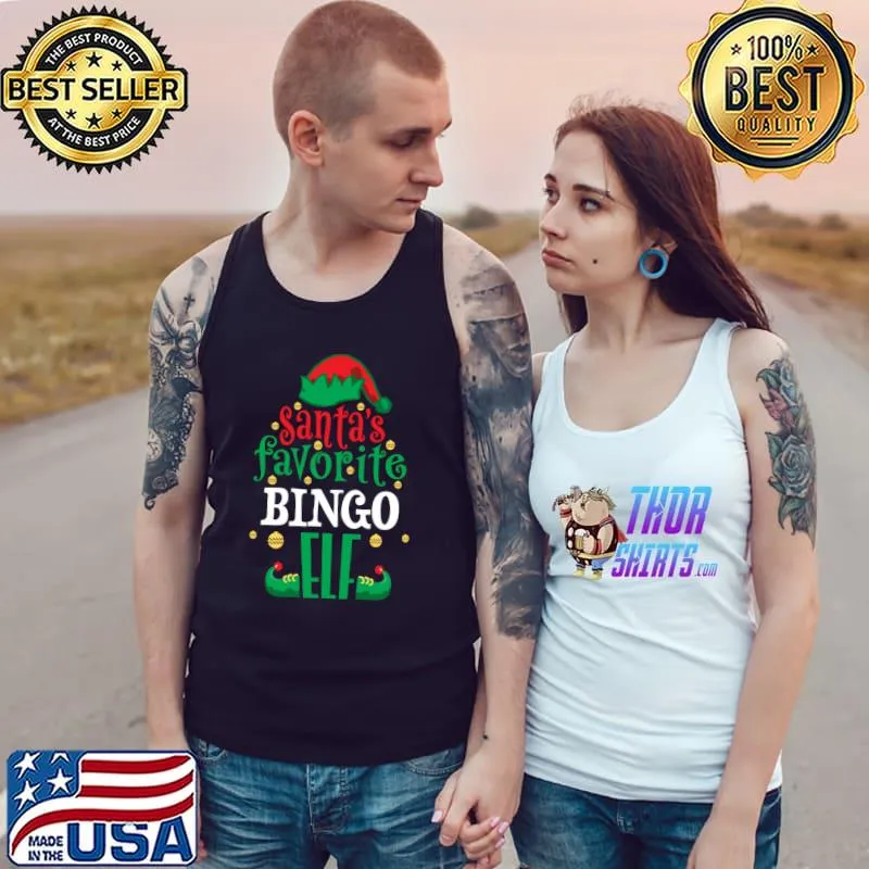 Official Santa's Favorite Bingo Elf Christmas Matching T- Tank Top