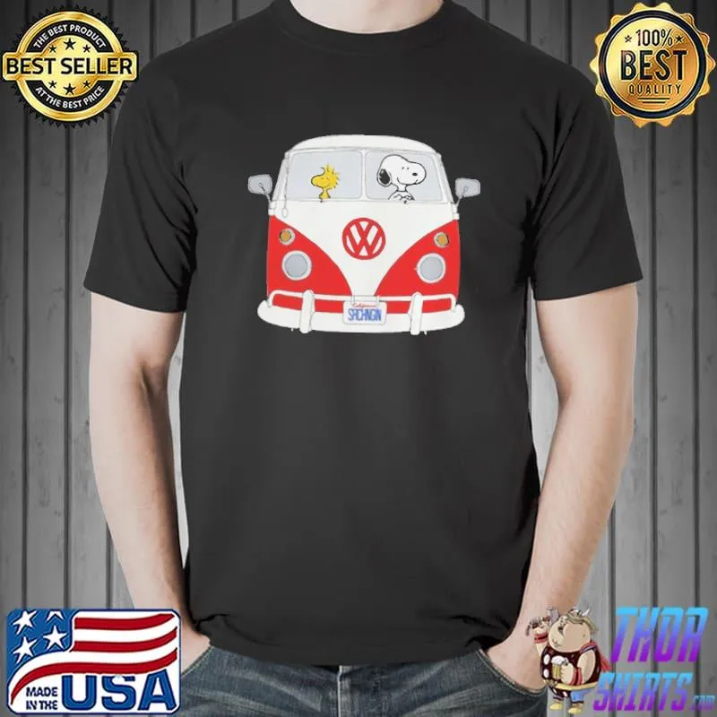 Official Snoopy and woodstock driving Hippie Volkswagen Beetle Unisex