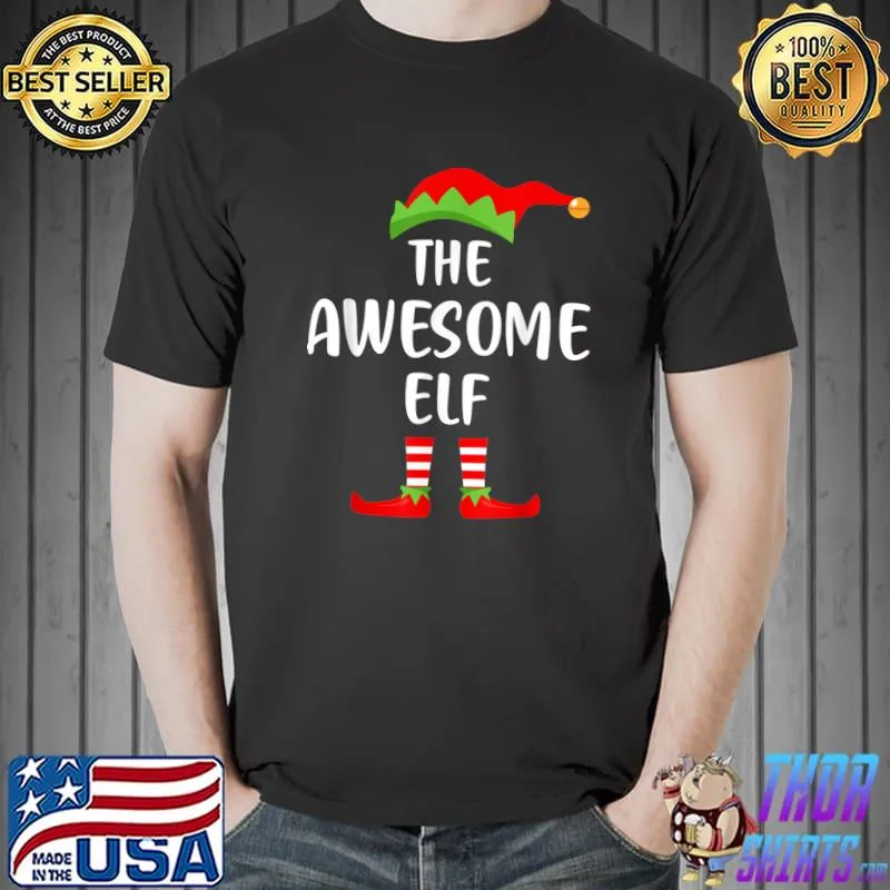 Official The Awesome Elf Christmas Party Matching Family Group Pajama T-Shirt Unisex