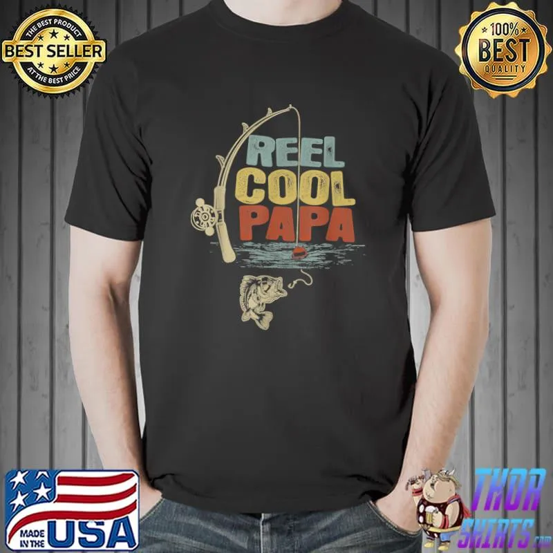 Official Vintage Reel Cool Papa Funny Fisherman T-shirt