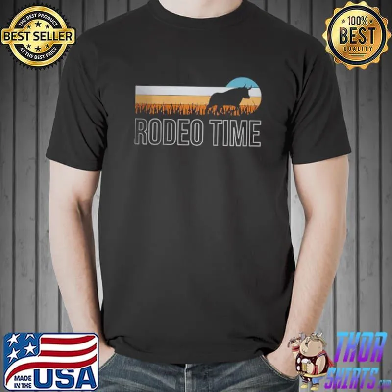 Official Vintage Retro Rodeo Time Bull Cowboy T Shirt Unisex