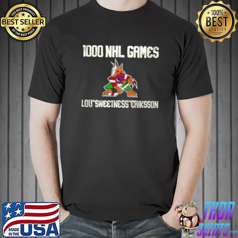 Original 1000 NHL Games Loui Eriksson Arizona Coyotes T Unisex
