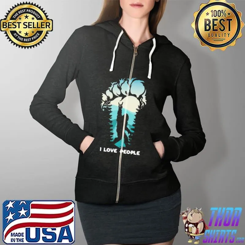 Original Bigfoot Rock And Roll Love People Shirt Full Zip Hooded