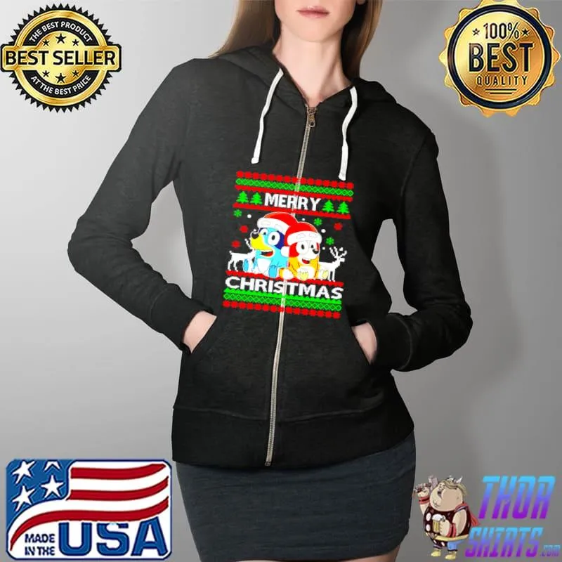 Original Bluey Merry Christmas Full Zip Hooded
