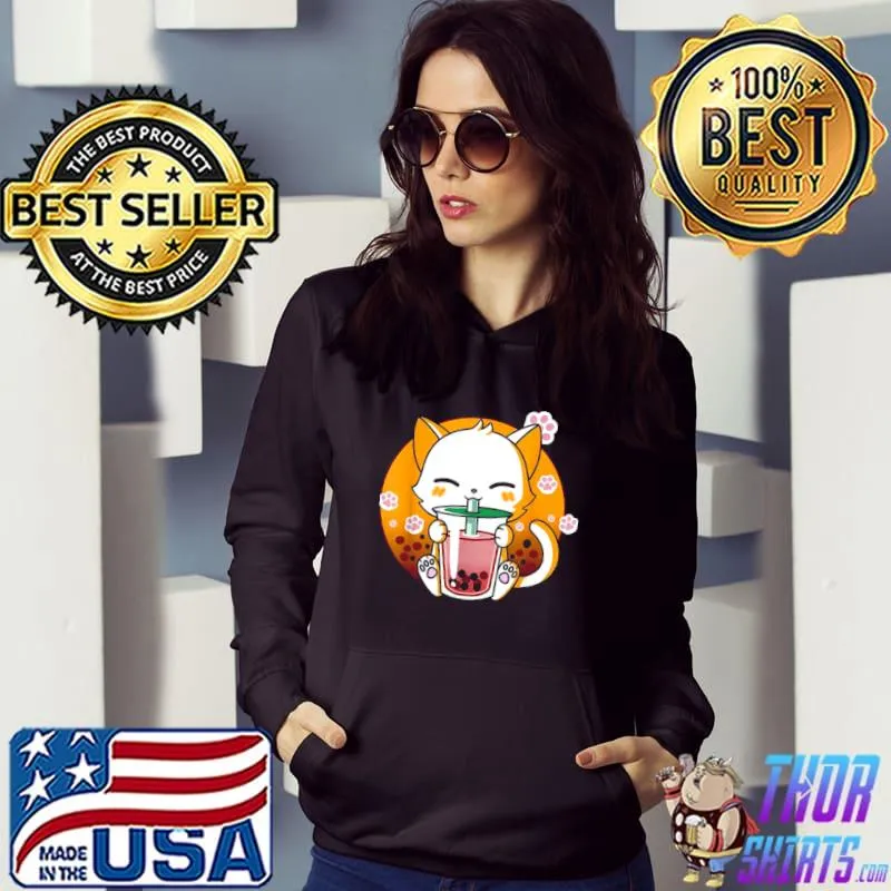 Original Cat Boba Tea Bubble Tea Anime Kawaii Neko Gifts Girls Teens Shirt