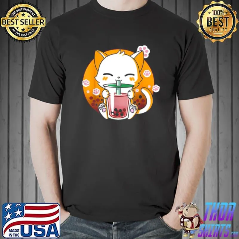 Original Cat Boba Tea Bubble Tea Anime Kawaii Neko Gifts Girls Teens Shirt Unisex