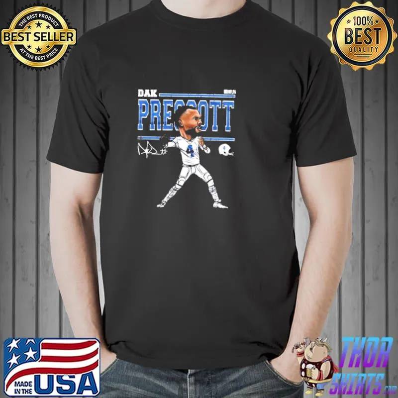 Original Dallas Cowboys Dak Prescott Cartoon Signature Shirt Unisex