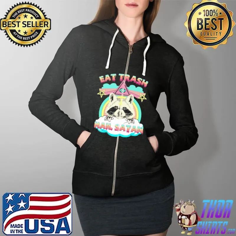 Original Eat Trash Hail Satan Retro Full Zip Hooded