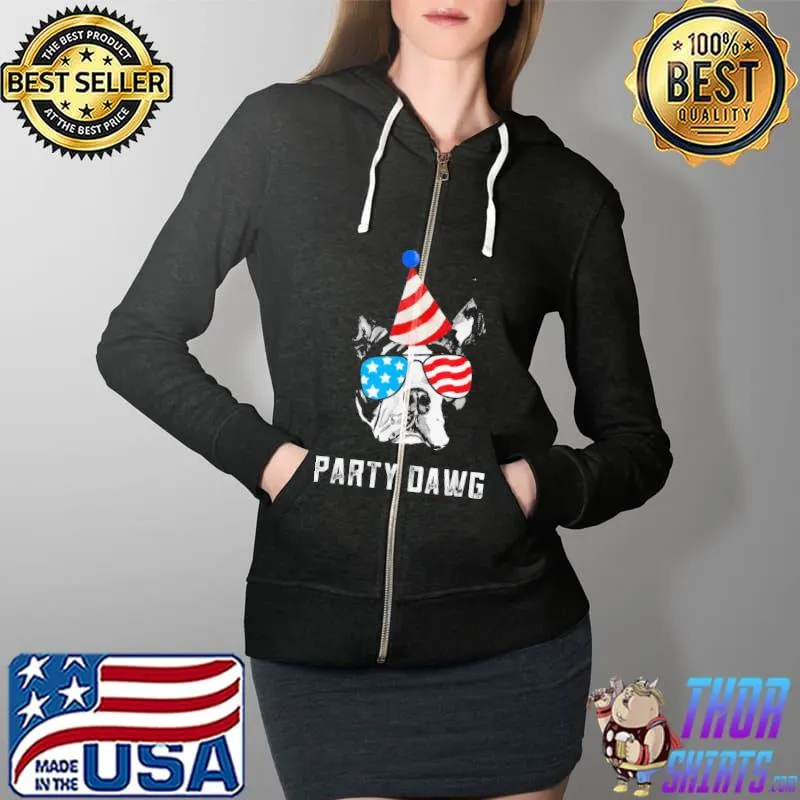 Original Fantastic Boston Terrier Party Dawg Patriotic Dog And Sunglasses Gift Shirt Full Zip Hooded