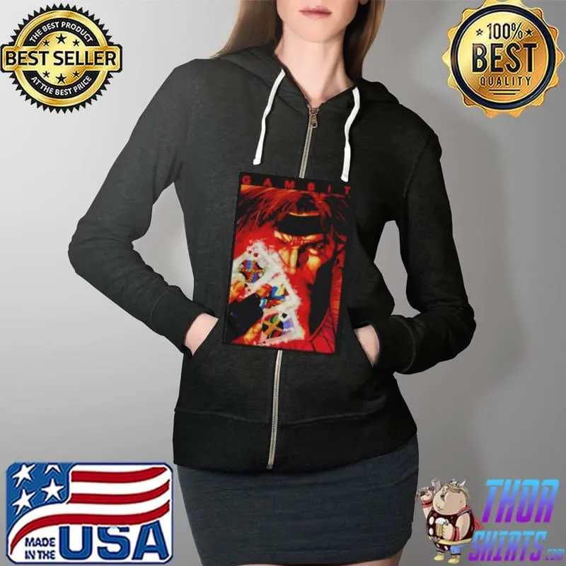 Original Gambit glowing cards graphic Full Zip Hooded