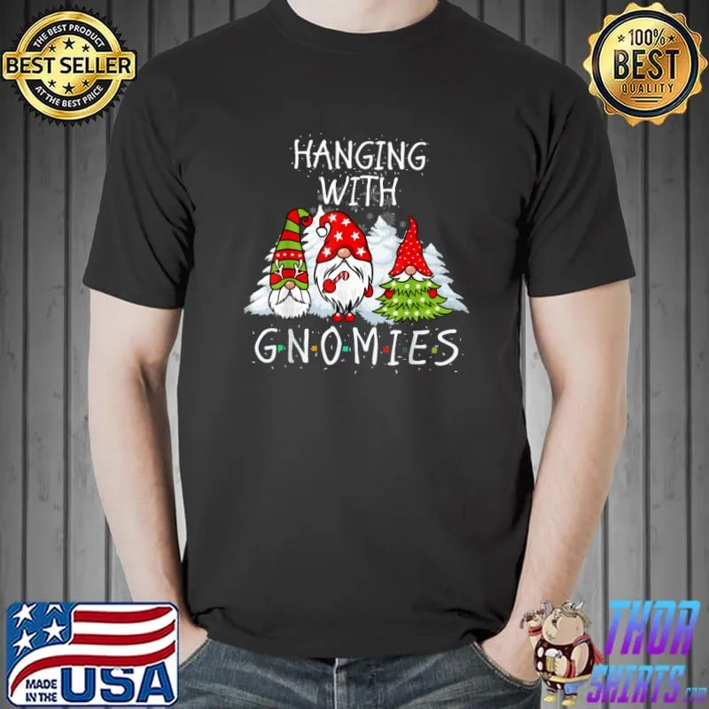 Original Hanging With Gnomies Gnome Christmas Buffalo Plaid Red T-Shirt