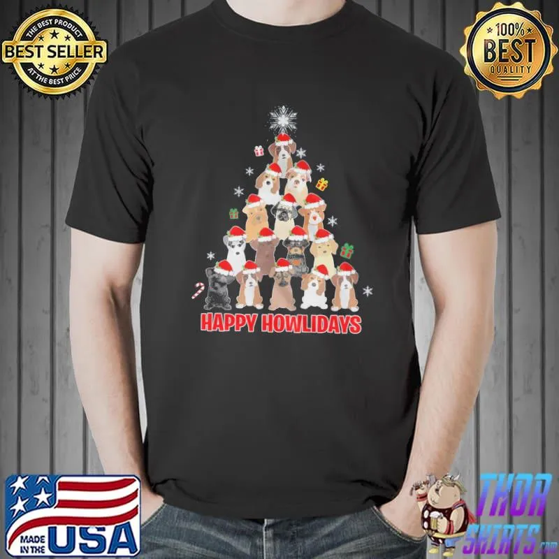 Original Happy howlidays christmas tree dog shirt