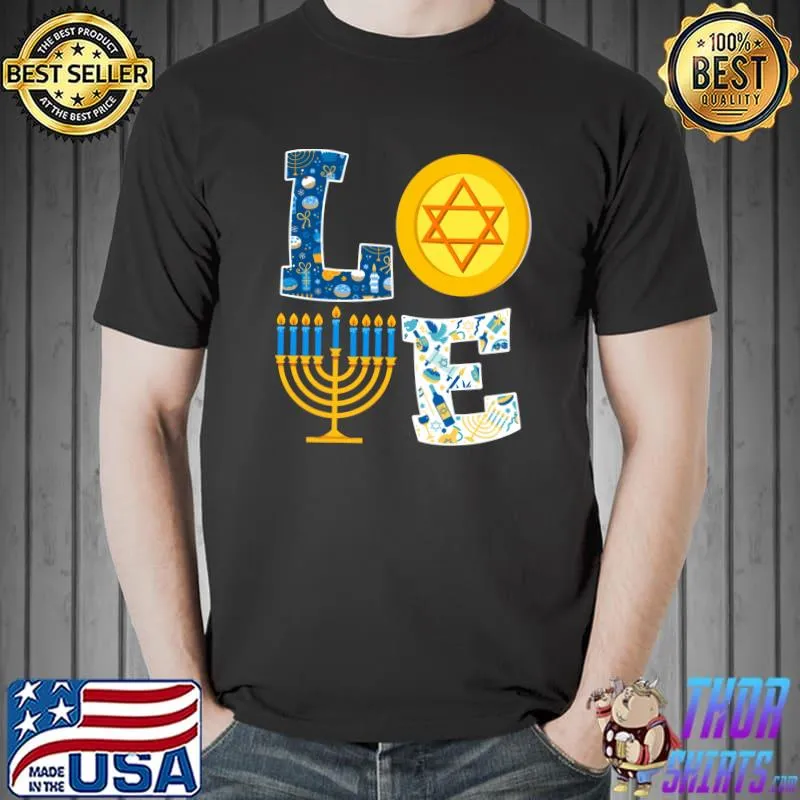 Original Love Hanukkah Shirt Chanukah Menorah Pajama Matching Family T- Unisex