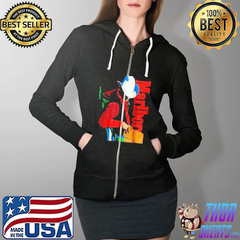 Original Marlboro Cowboy Vintage Shirt Full Zip Hooded