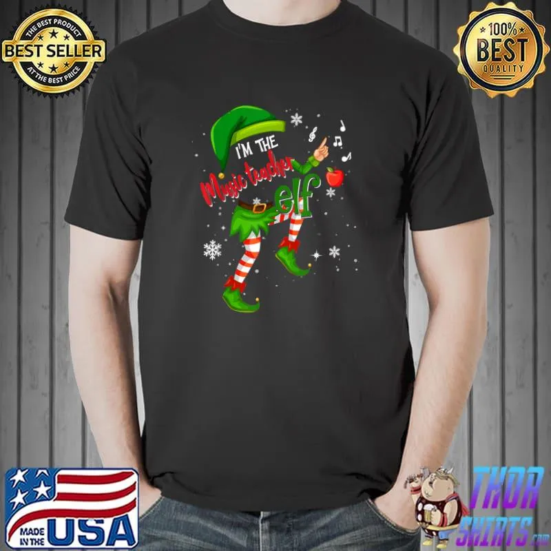Original Music Teacher Elf Matching Family Group Xmas Party Pajama T-Shirt Unisex