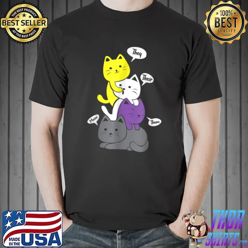 Original Nonbinary They Their Them Meow Cute Kawaii 2022 Gift T-Shirt