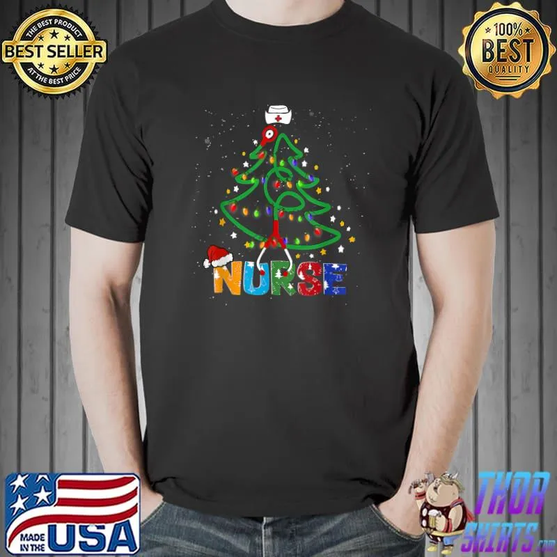 Original Nurse Christmas Tree Stethoscope RN LPN Scrub Nursing X-mas T-Shirt Unisex