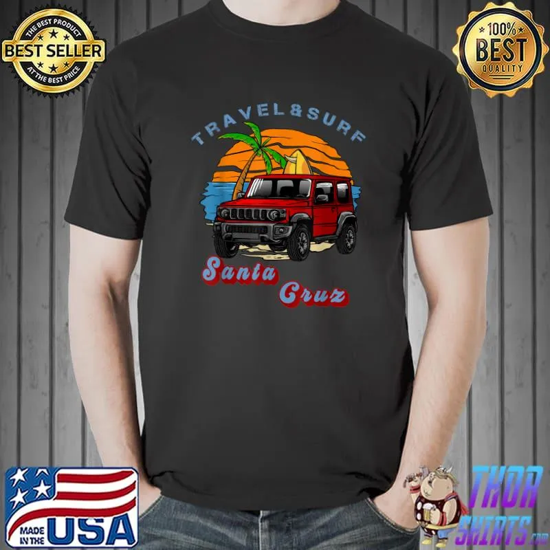 Original Retro Travel Surf Santa Cruz CA Cool Camper Van Vintage T-Shirt