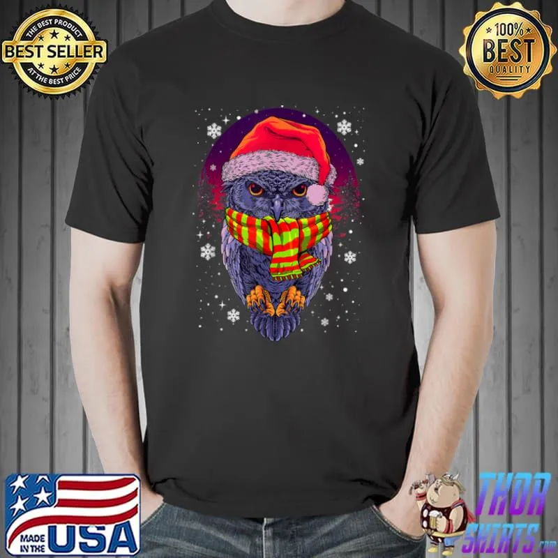 Owl Christmas Reindeer Antlers Xmas Gifts Kids Boys Girls T Shirt