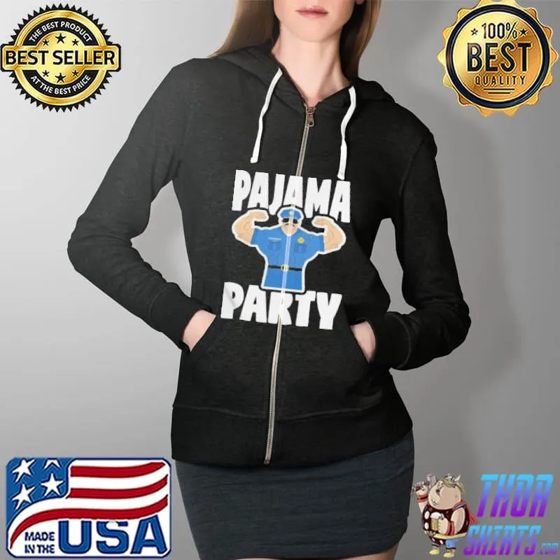 Pajama Party Retro Muscle Police Officer Bed Time Pj Shirt Full Zip Hooded