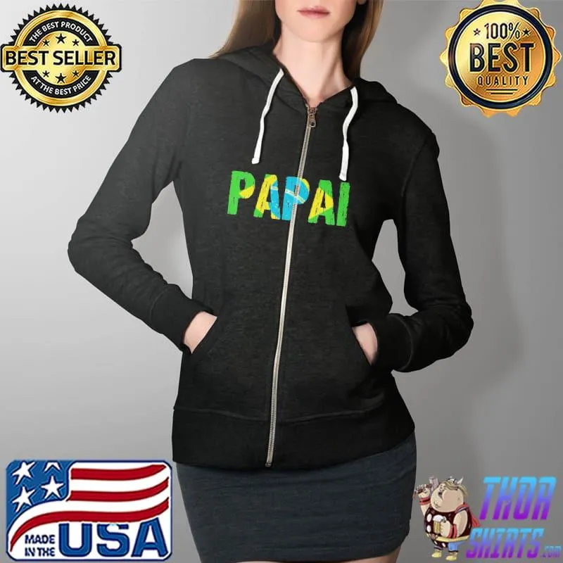 PapaI brazilian dad father brasil flag distressed Full Zip Hooded