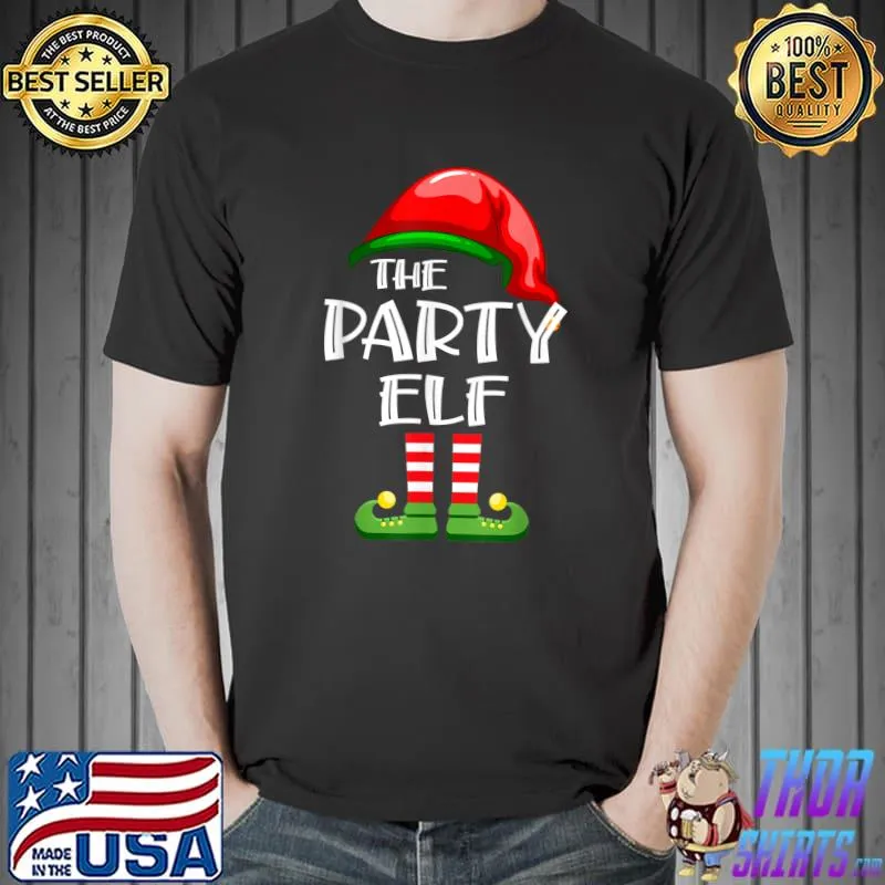 Party Elf Funny Family Christmas Pajama Elf Costume T-Shirt Unisex