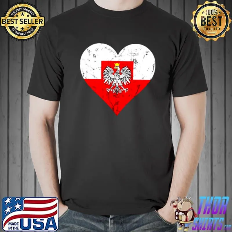 Poland heart polish eagle polska flag polish heritage shirt
