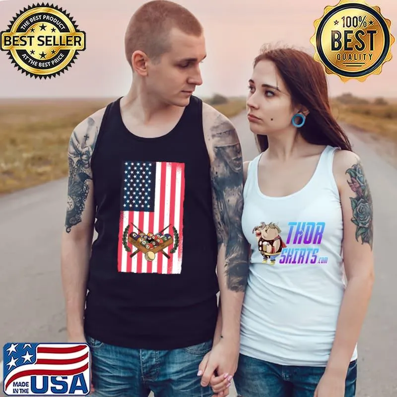 Pool Player American Flag Billiard Apparel Adult Novelties T- Tank Top