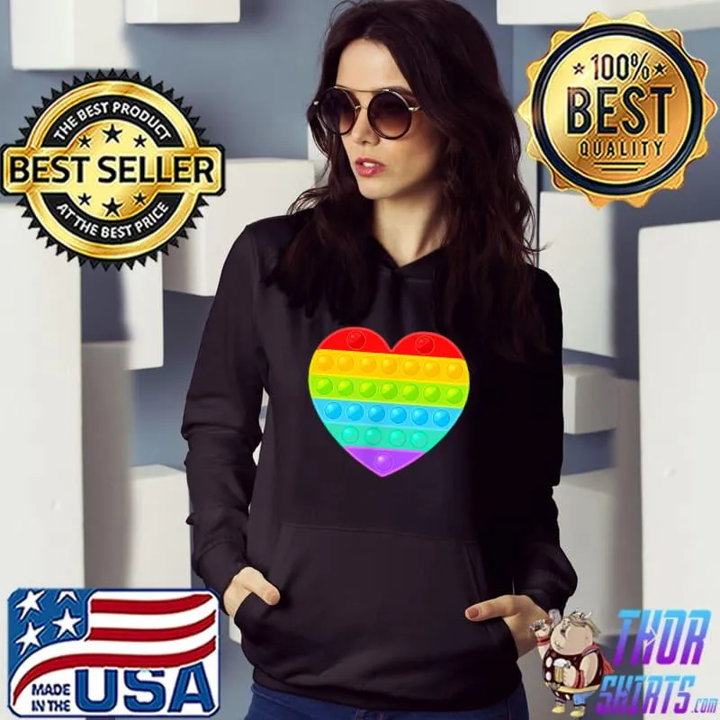 Pop It Fidget Small Heart Colorful Rainbow Children T Shirt Hoodie
