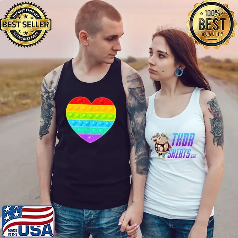 Pop It Fidget Small Heart Colorful Rainbow Children T Shirt Tank Top