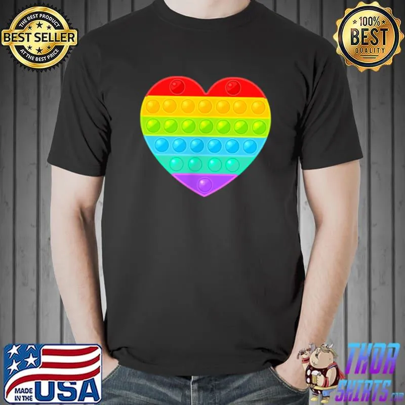 Pop It Fidget Small Heart Colorful Rainbow Children T Shirt