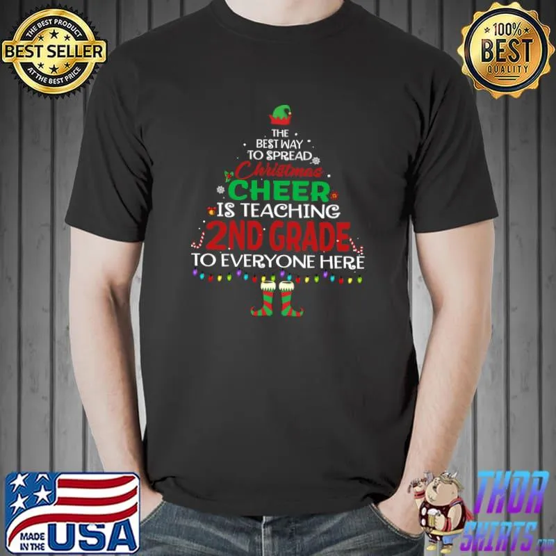 Premium 2nd Grade Teacher Christmas Funny Xmas Lights Gift Teachers T- Unisex