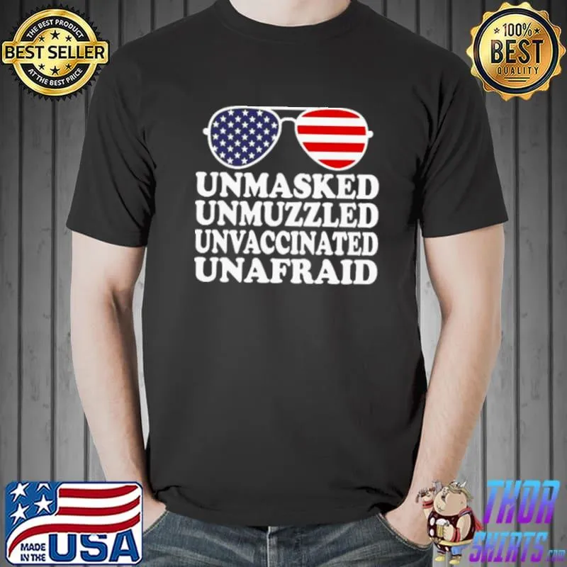 Premium American Flag PatriotTakes Unmasked Unmuzzled Unvaccinated Unafraid Shirt Unisex