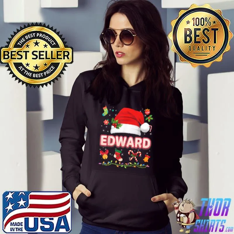Premium Edward Santa Claus Hat Family Merry Christmas Xmas Costume T Shirt Hoodie
