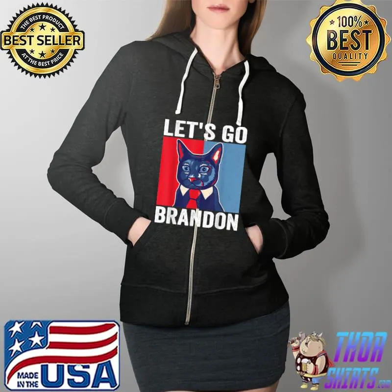 Premium Funny Vintage Cat In A Suit Let’s Go Brandon Meme T Shirt Full Zip Hooded