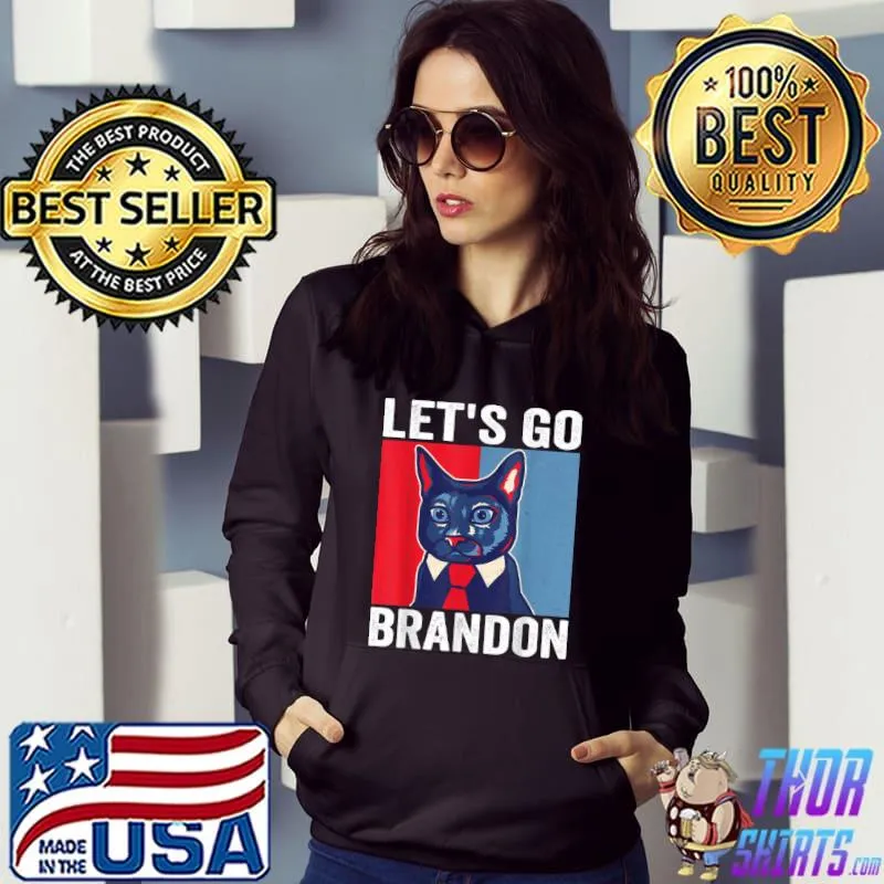 Premium Funny Vintage Cat In A Suit Let’s Go Brandon Meme T Shirt