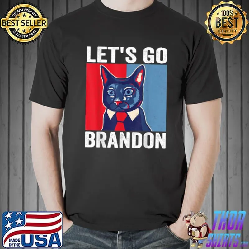Premium Funny Vintage Cat In A Suit Let’s Go Brandon Meme T Shirt Unisex