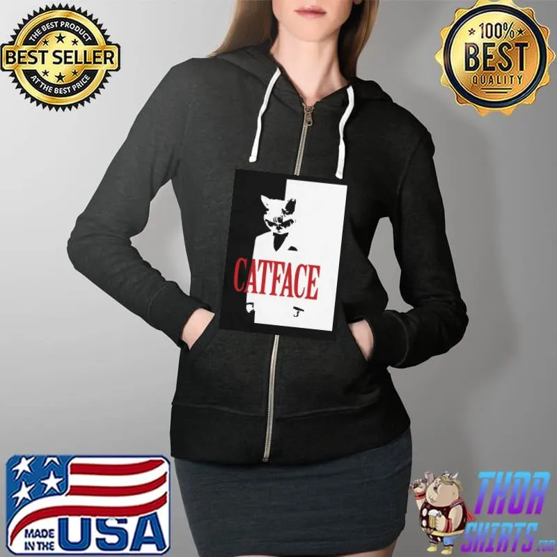 Premium Good Quality Cat Face Shirt Full Zip Hooded