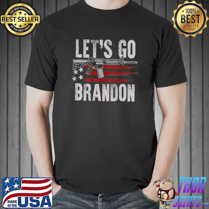 Premium Gun American Flag Patriots Let's Go Brandon T-shirt