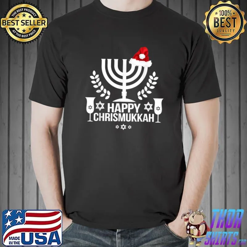 Premium Happy Chrismukkah Hanukkah Christmas Jewis Funny Santa Gifts T-Shirt Unisex