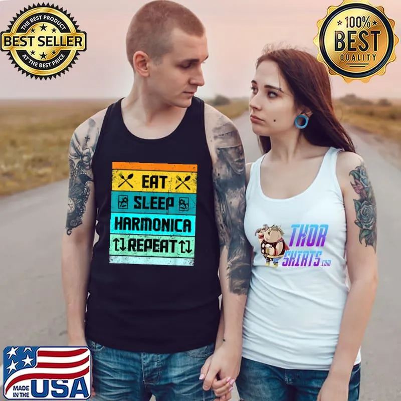 Premium Harmonica eat sleep repeat Players T- Tank Top