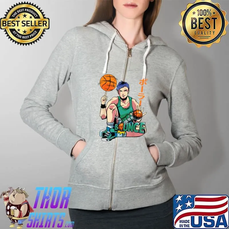 Premium Japanese Aesthetics - Anime Basketball - Manga Otaku Blue T-Shirt Full Zip Hooded
