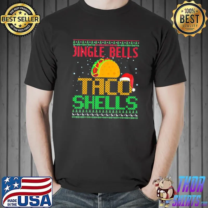 Premium Jingle Bell Taco Shells Ugly Christmas Mexican T-Shirt Unisex
