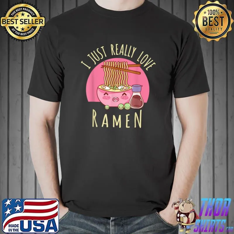 Premium Love Ramen Japanese Noodles Shirt Kawaii Anime T-Shirt