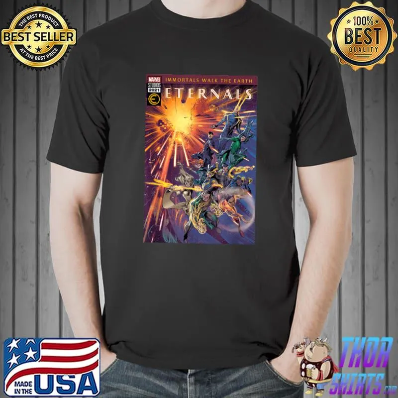 Premium Marvel Eternals Comic Book Cover Immortals Walk the Earth T-Shirt Unisex