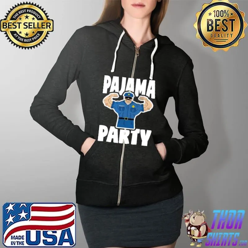 Premium Pajama Party Retro Muscle Police Officer Bed Time Pj Shirt Full Zip Hooded