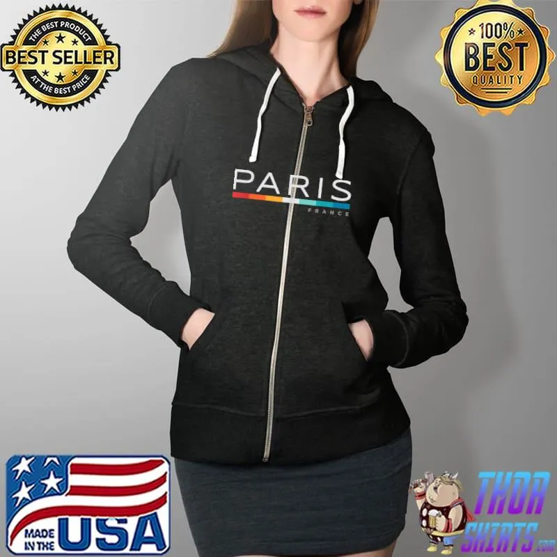 Premium Paris France T-Shirt Full Zip Hooded