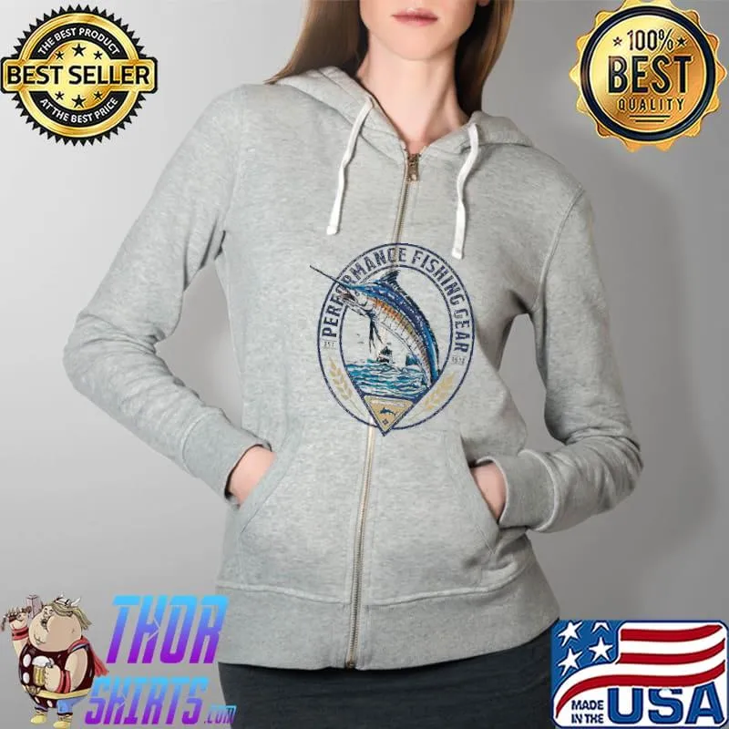 Premium Perfornance Fishing Gear Shirt Full Zip Hooded