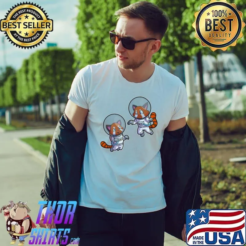 Premium Red Panda Space Astronaut Shooting Stars Premium T-Shirt Unisex